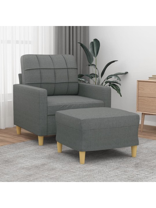 Křeslo s podnožkou tmavě šedé 60 cm textil