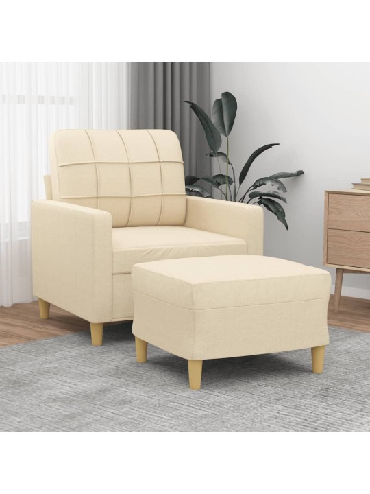 Křeslo s podnožkou krémové 60 cm textil