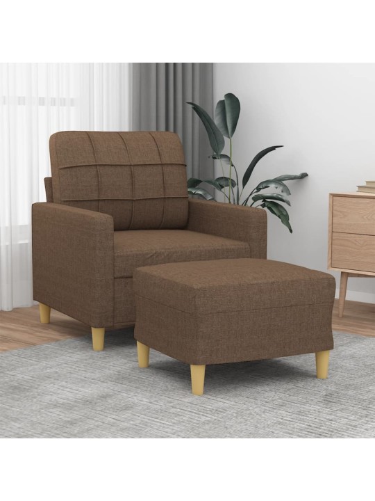 Křeslo s podnožkou hnědé 60 cm textil