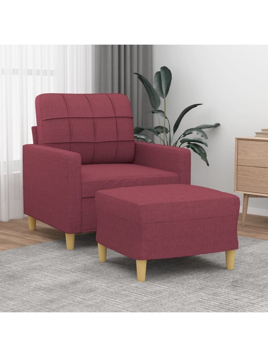Křeslo s podnožkou vínové 60 cm textil