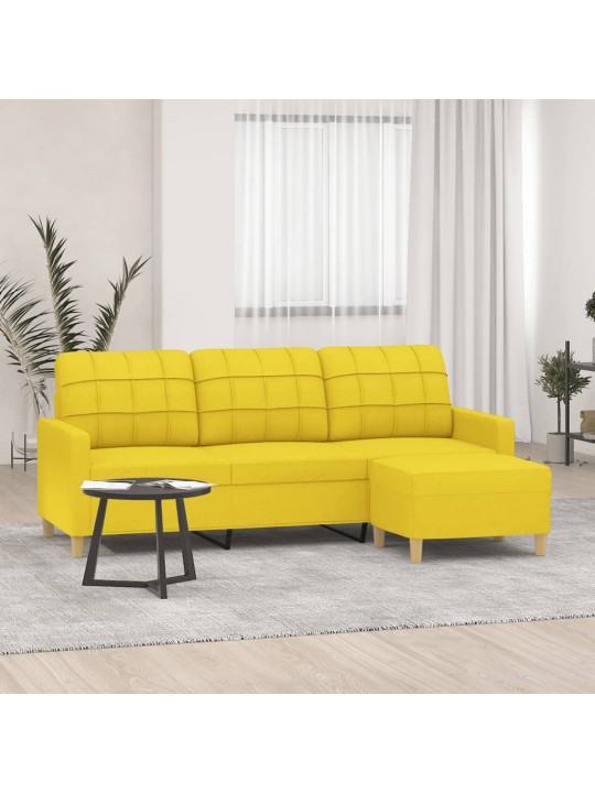 3místná pohovka s podnožkou světle žlutá 180 cm textil