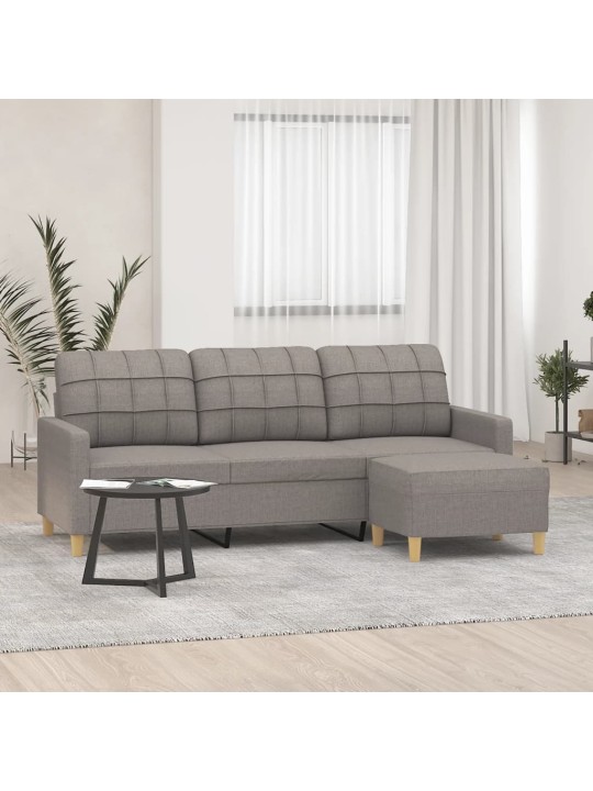 3místná pohovka s podnožkou taupe 180 cm textil
