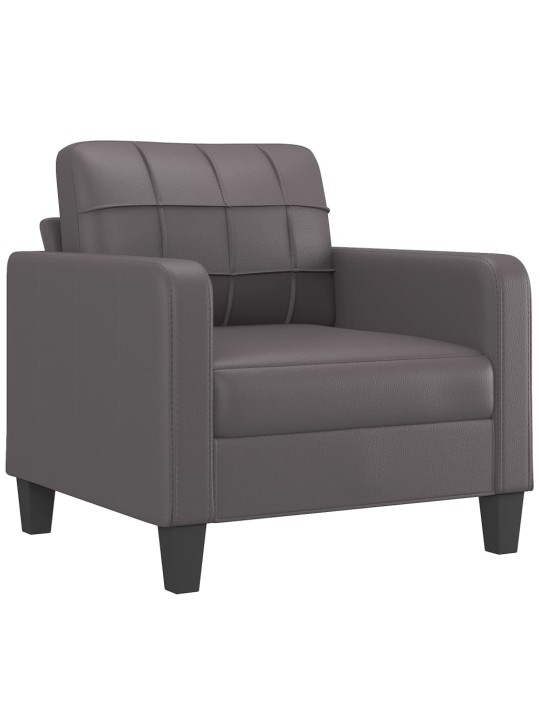Křeslo s podnožkou šedé 60 cm umělá kůže