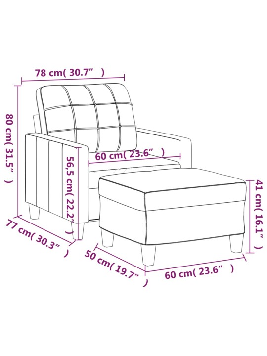 Křeslo s podnožkou vínové 60 cm umělá kůže