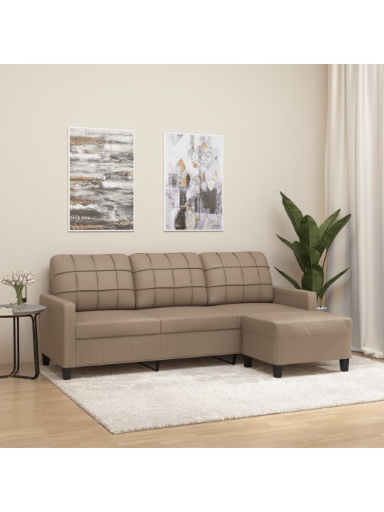 3místná pohovka s podnožkou cappuccino 180 cm umělá kůže