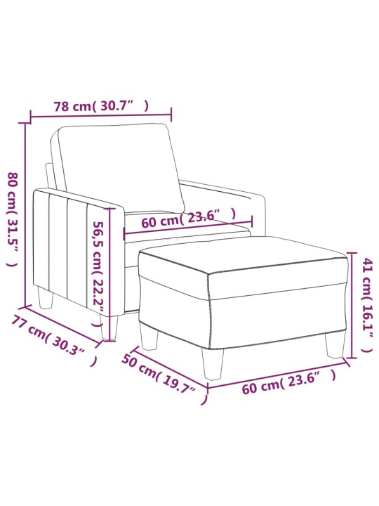 Křeslo s podnožkou černé 60 cm umělá kůže