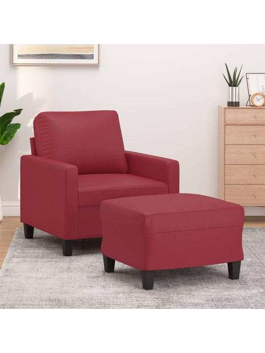 Křeslo s podnožkou vínové 60 cm umělá kůže