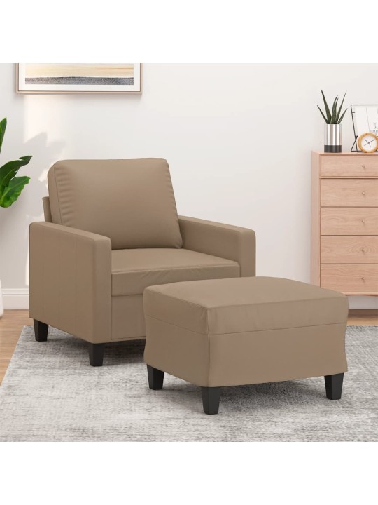 Křeslo s podnožkou cappuccino 60 cm umělá kůže