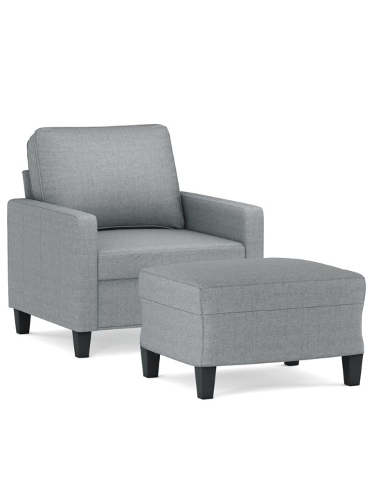 Křeslo s podnožkou světle šedé 60 cm textil