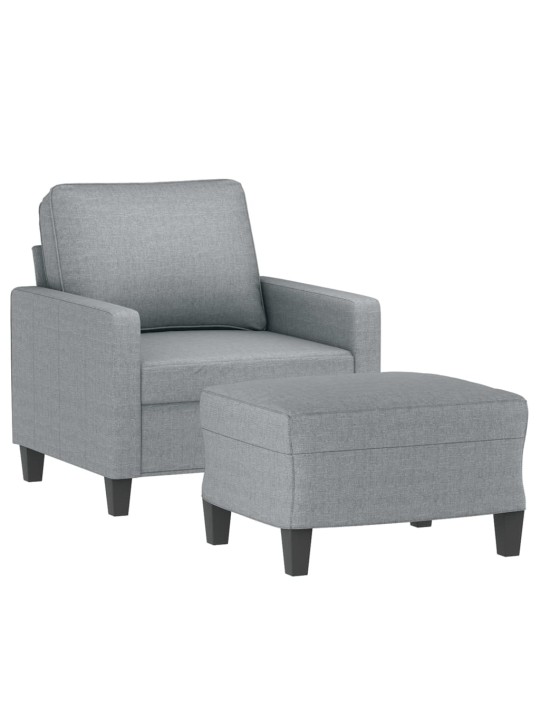 Křeslo s podnožkou světle šedé 60 cm textil