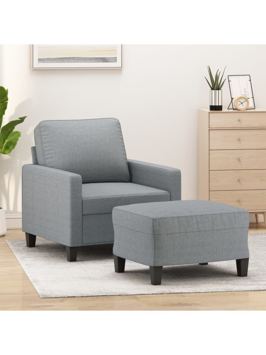 Křeslo s podnožkou světle šedé 60 cm textil