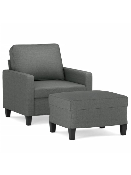 Křeslo s podnožkou tmavě šedé 60 cm textil
