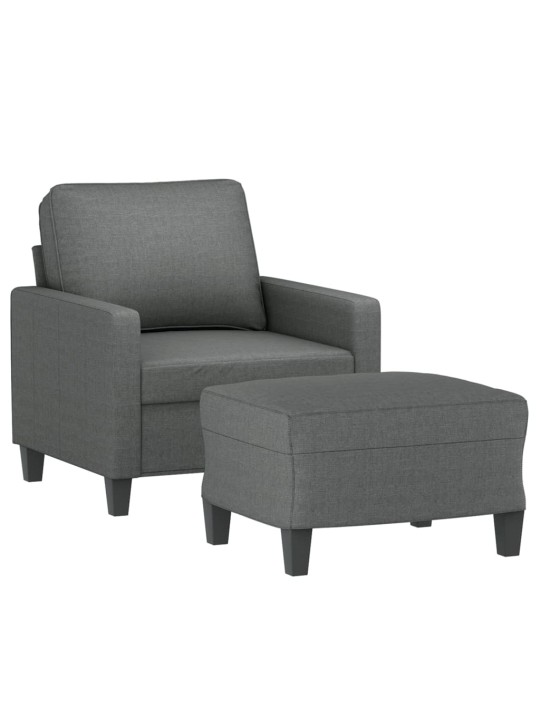 Křeslo s podnožkou tmavě šedé 60 cm textil