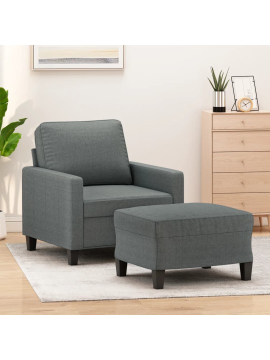 Křeslo s podnožkou tmavě šedé 60 cm textil