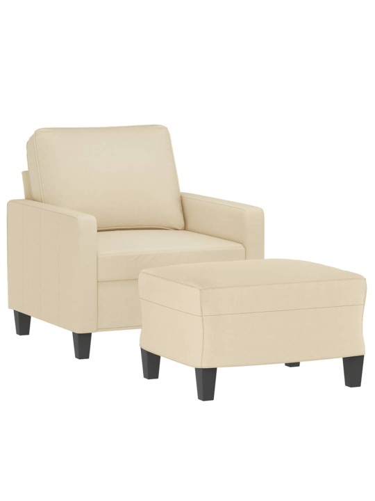 Křeslo s podnožkou krémové 60 cm textil
