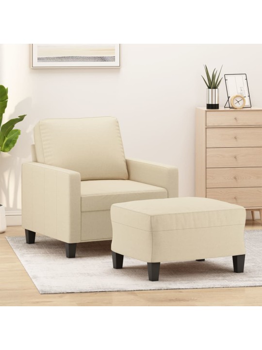 Křeslo s podnožkou krémové 60 cm textil