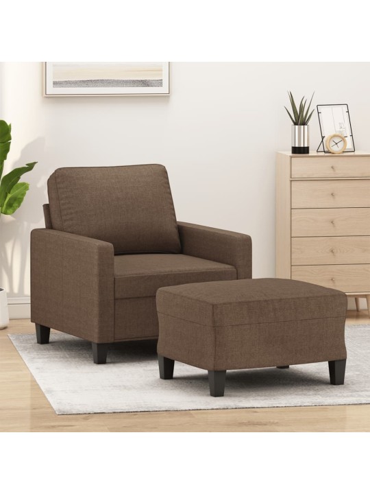 Křeslo s podnožkou hnědé 60 cm textil