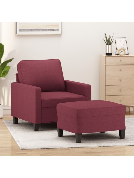 Křeslo s podnožkou vínové 60 cm textil
