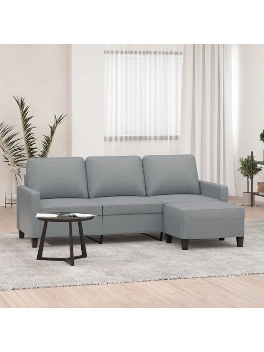 3místná pohovka s podnožkou světle šedá 180 cm textil