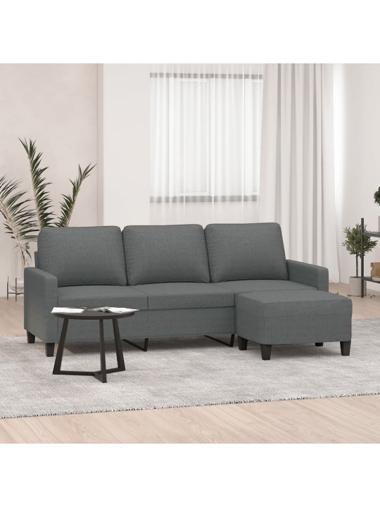 3místná pohovka s podnožkou tmavě šedá 180 cm textil
