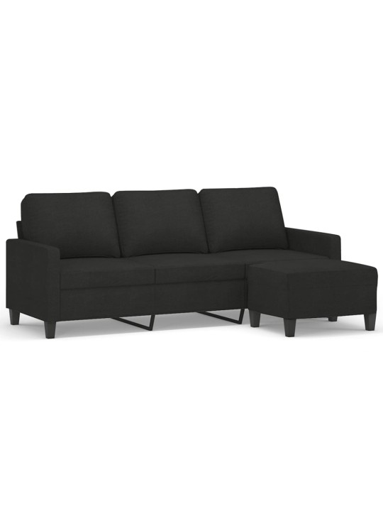 3místná pohovka s podnožkou černá 180 cm textil
