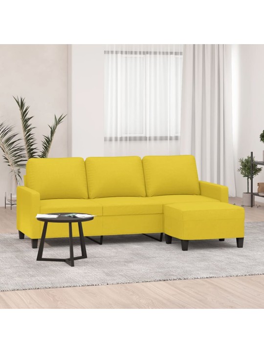 3místná pohovka s podnožkou světle žlutá 180 cm textil