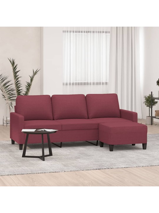 3místná pohovka s podnožkou vínová 180 cm textil