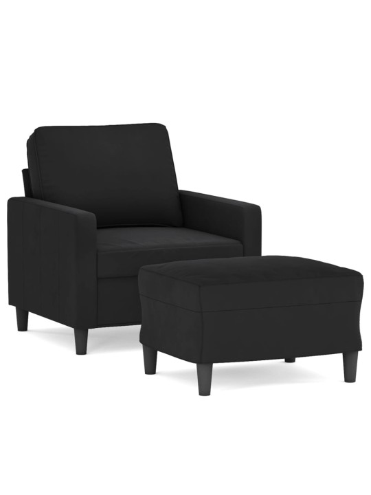 Křeslo s podnožkou černé 60 cm samet