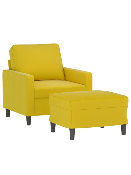 Křeslo s podnožkou žluté 60 cm samet