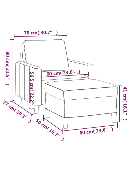Křeslo s podnožkou žluté 60 cm samet