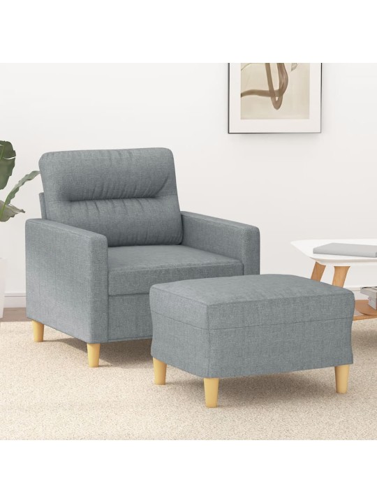 Křeslo s podnožkou světle šedé 60 cm textil