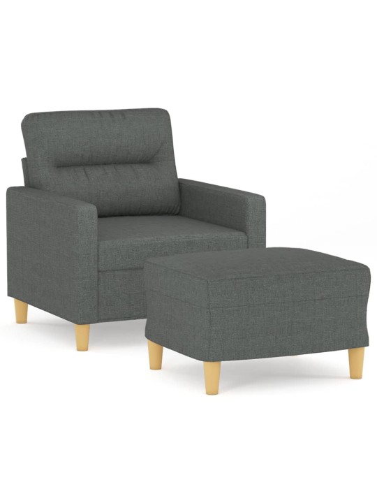 Křeslo s podnožkou tmavě šedé 60 cm textil