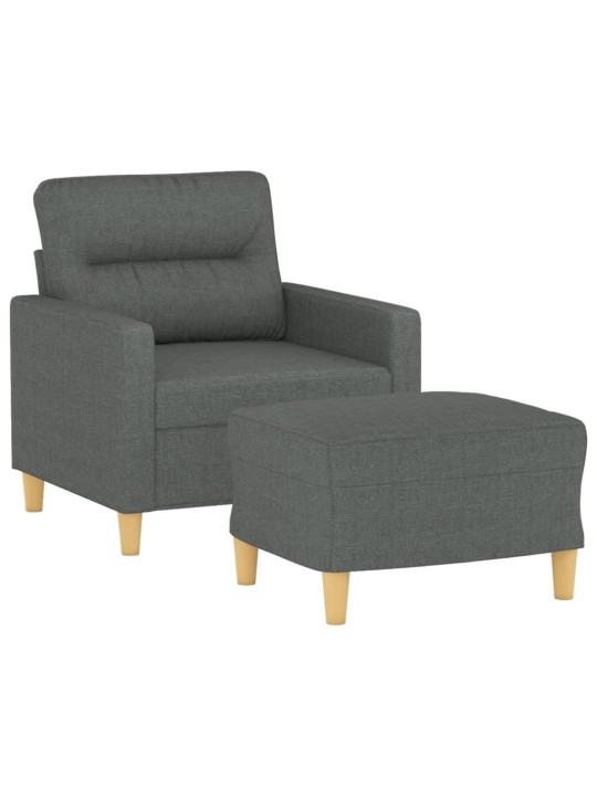 Křeslo s podnožkou tmavě šedé 60 cm textil