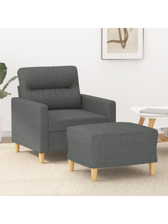 Křeslo s podnožkou tmavě šedé 60 cm textil