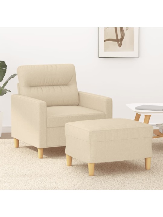 Křeslo s podnožkou krémové 60 cm textil