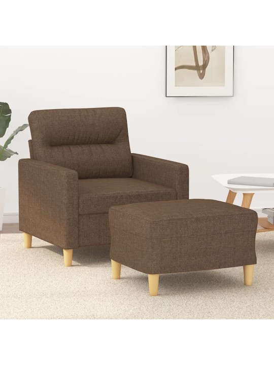 Křeslo s podnožkou hnědé 60 cm textil