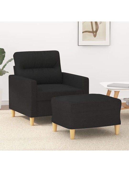 Křeslo s podnožkou černé 60 cm textil