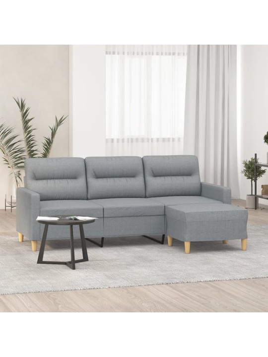 3místná pohovka s podnožkou světle šedá 180 cm textil