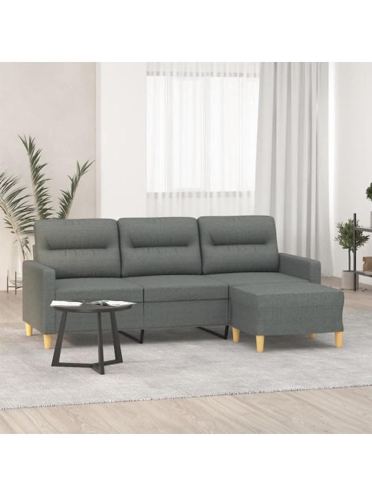 3místná pohovka s podnožkou tmavě šedá 180 cm textil