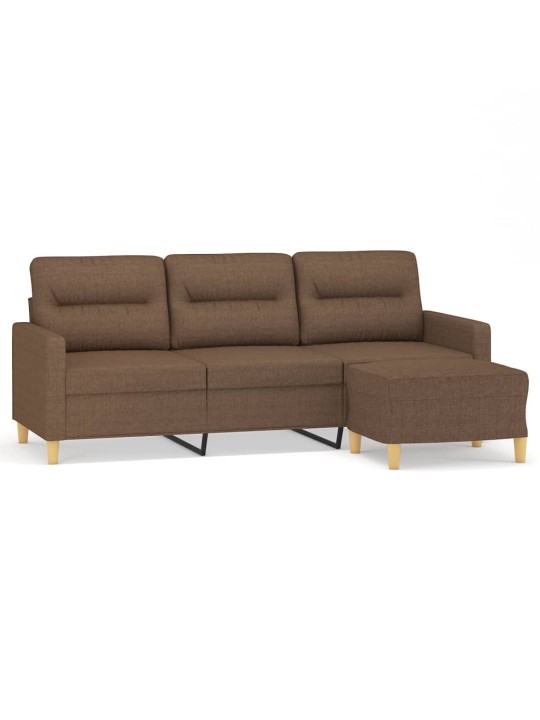 3místná pohovka s podnožkou hnědá 180 cm textil