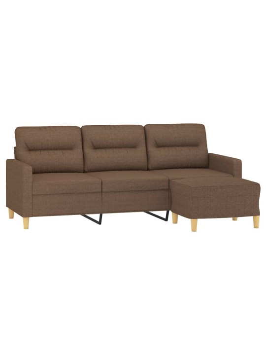 3místná pohovka s podnožkou hnědá 180 cm textil
