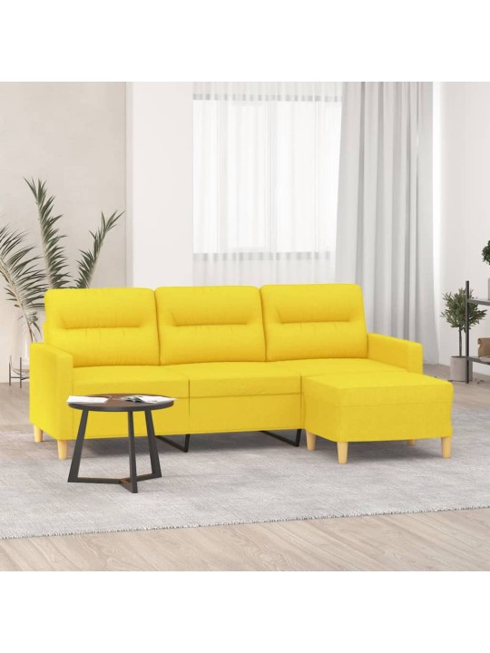 3místná pohovka s podnožkou světle žlutá 180 cm textil