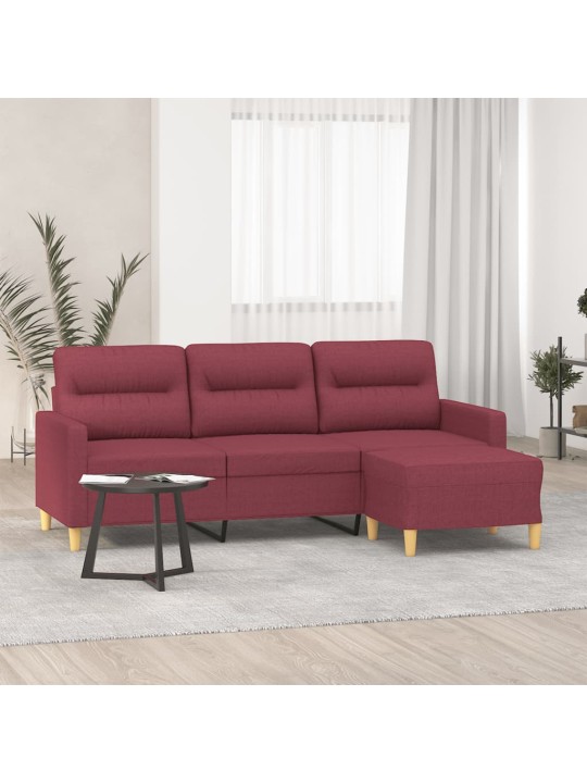 3místná pohovka s podnožkou vínová 180 cm textil
