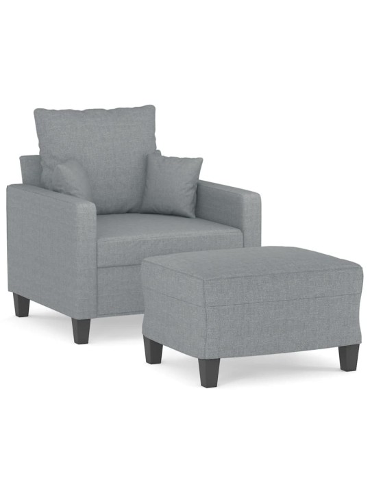 Křeslo s podnožkou světle šedé 60 cm textil