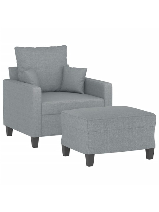 Křeslo s podnožkou světle šedé 60 cm textil