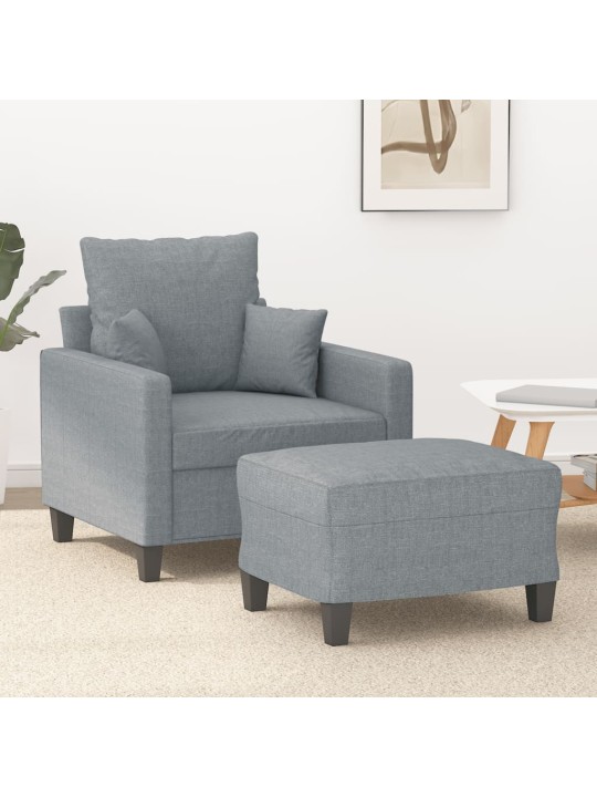 Křeslo s podnožkou světle šedé 60 cm textil