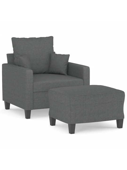 Křeslo s podnožkou tmavě šedé 60 cm textil