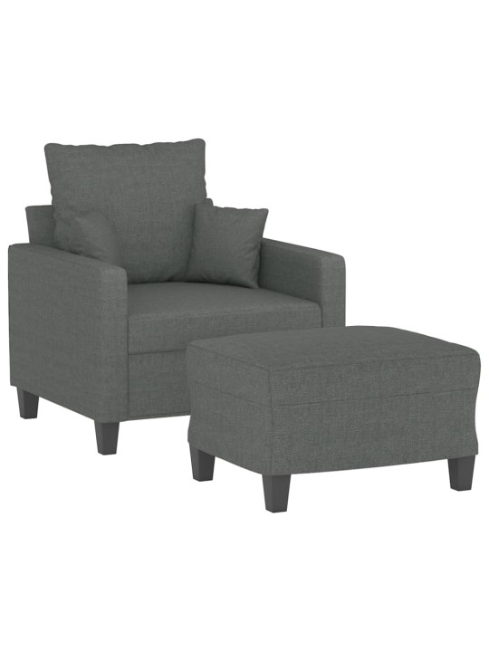 Křeslo s podnožkou tmavě šedé 60 cm textil