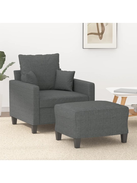 Křeslo s podnožkou tmavě šedé 60 cm textil