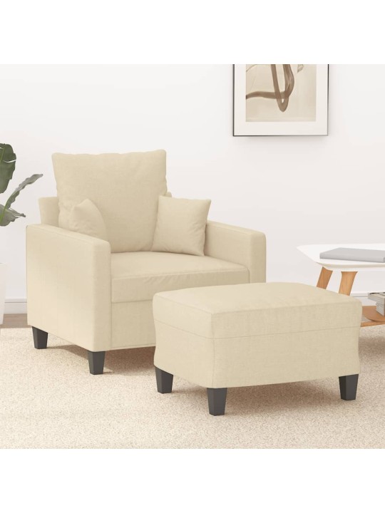 Křeslo s podnožkou krémové 60 cm textil